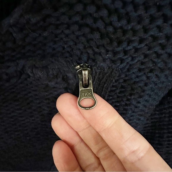 Paul & Joe Sister Isaac Navy Asymmetric Zip Front Chunky Knit Cardigan Sweater - Picture 7 of 11